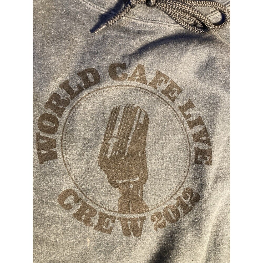 Grey Crew “world cafe” Hoodie LG Philadelphia Philly Radio Station FM Radio
